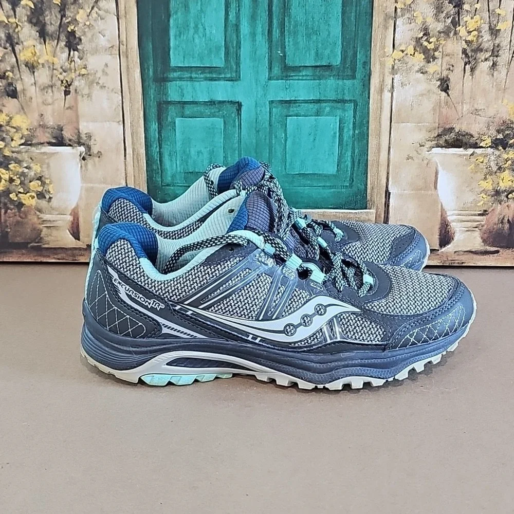 Saucony Excursion TR 10 Running Shoes, #S15322-2, Grey/Light Blue, Womens US 9
